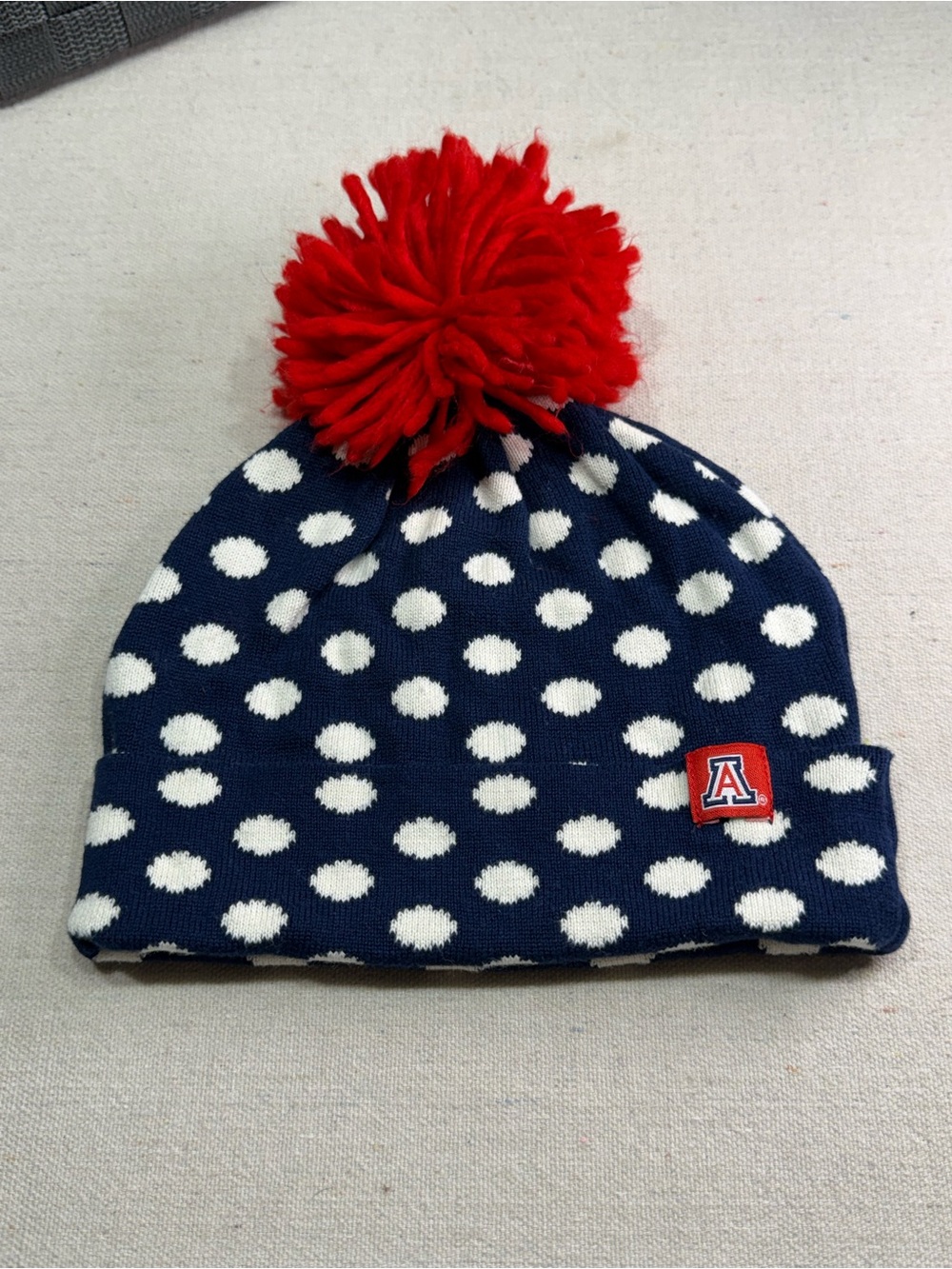 Women’s U of A Kids Polka Dot Beanie with Red Pom by The Game